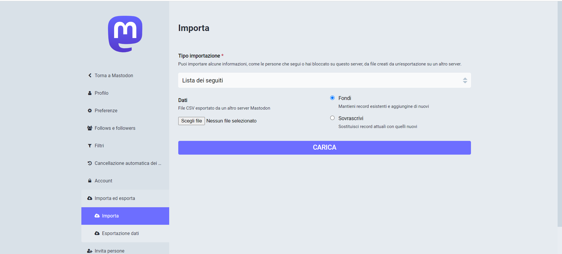  importare un elenco di utenti da Debirdify