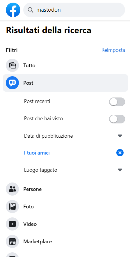 Trovare gli amici di Facebook usando i filtri