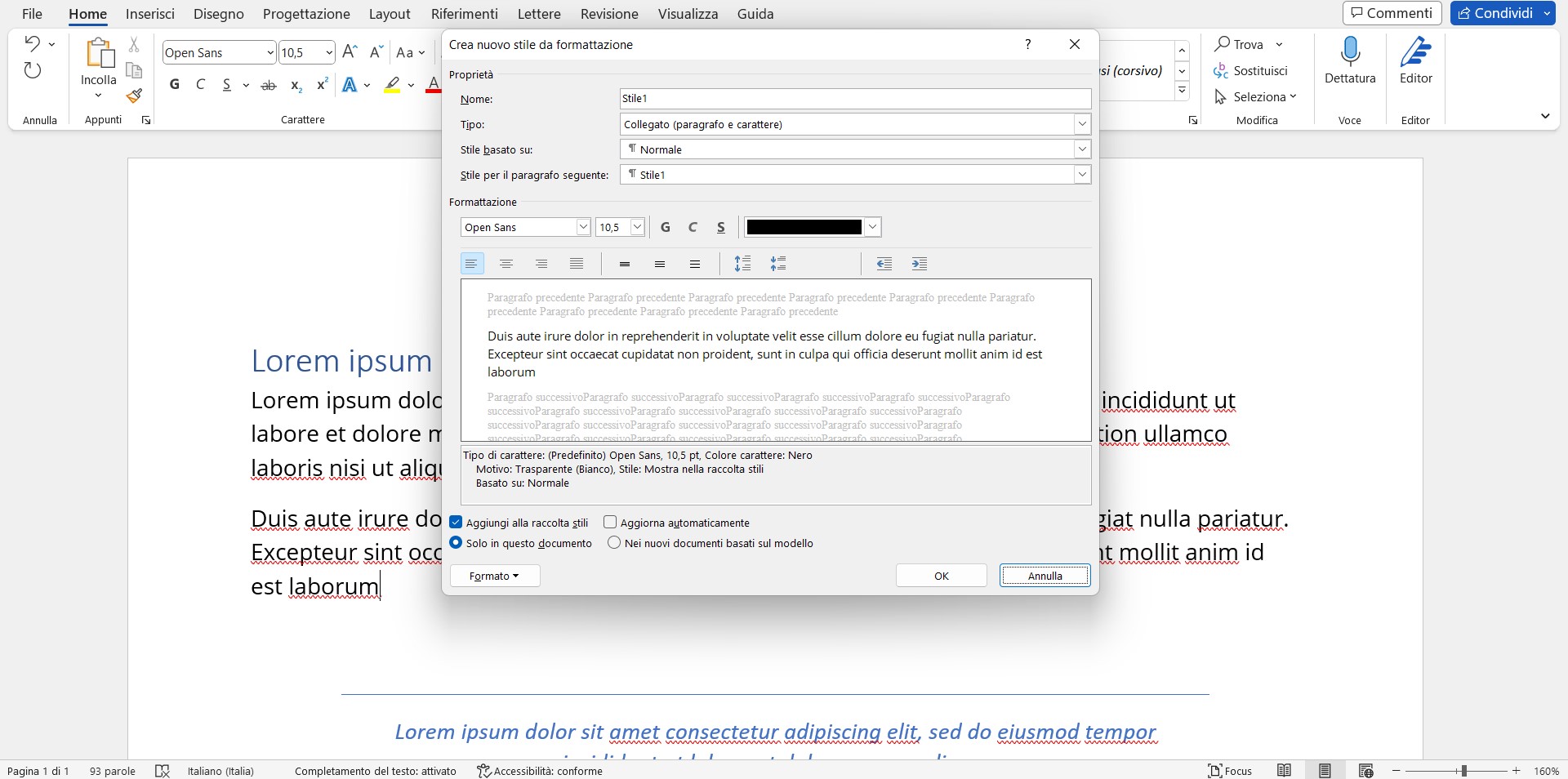 Stili Word - creazione Stili Word - creazione