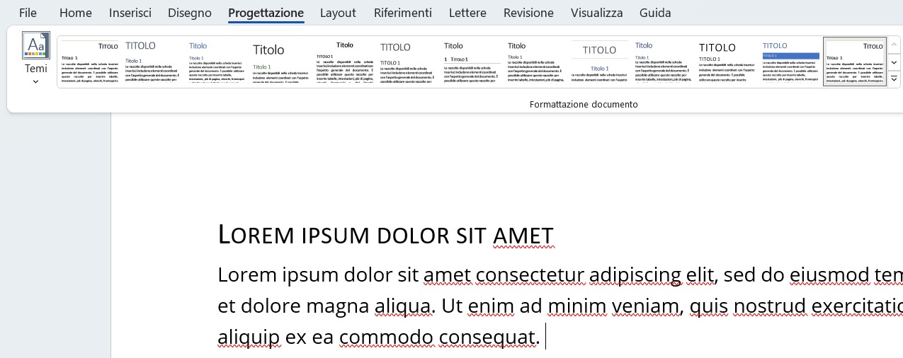 Tema di word Tema di word