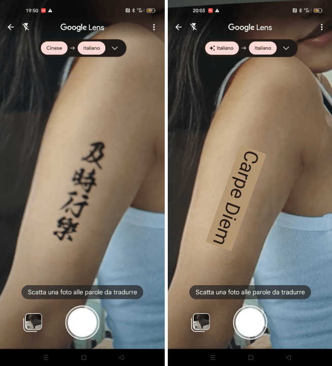 Google Lens - lettura testo da immagine