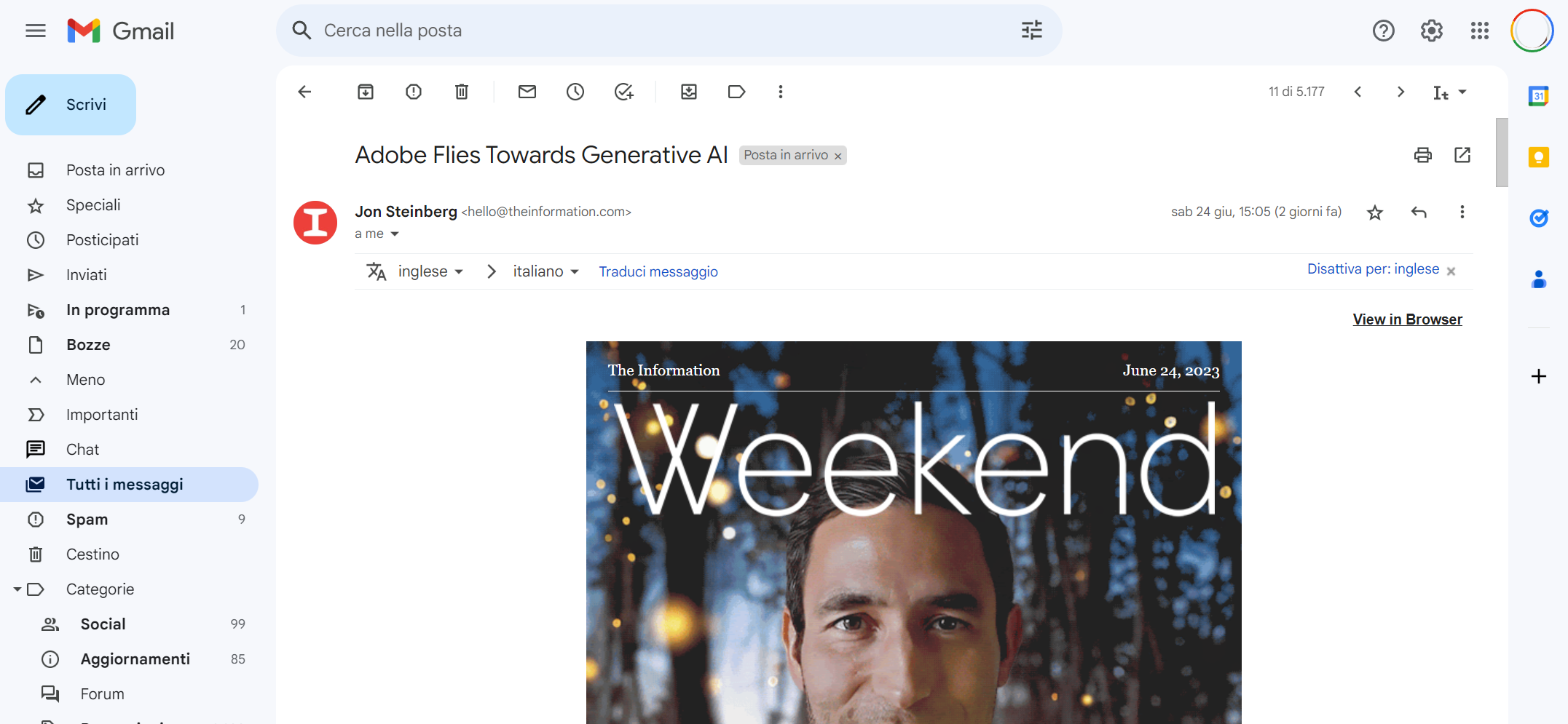 Mail su gmail con possibilità di traduzione