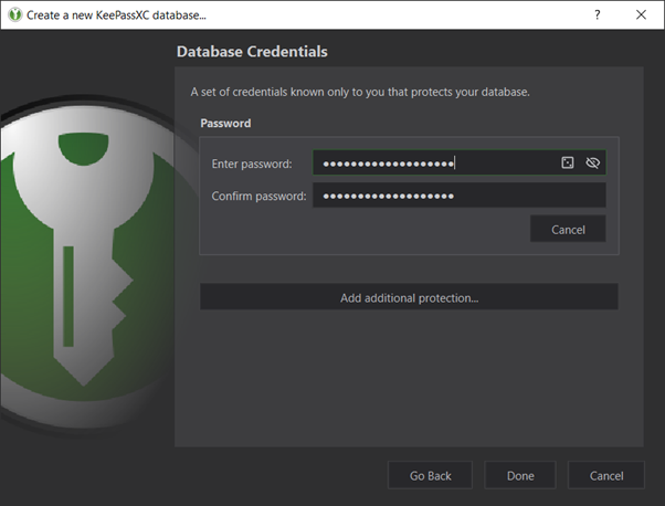 Inserimento della master password Inserimento della master password