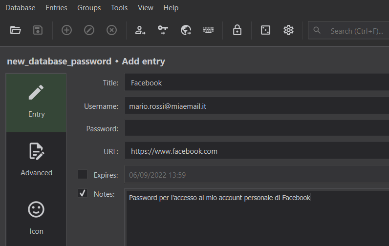 Memorizzazione di una password