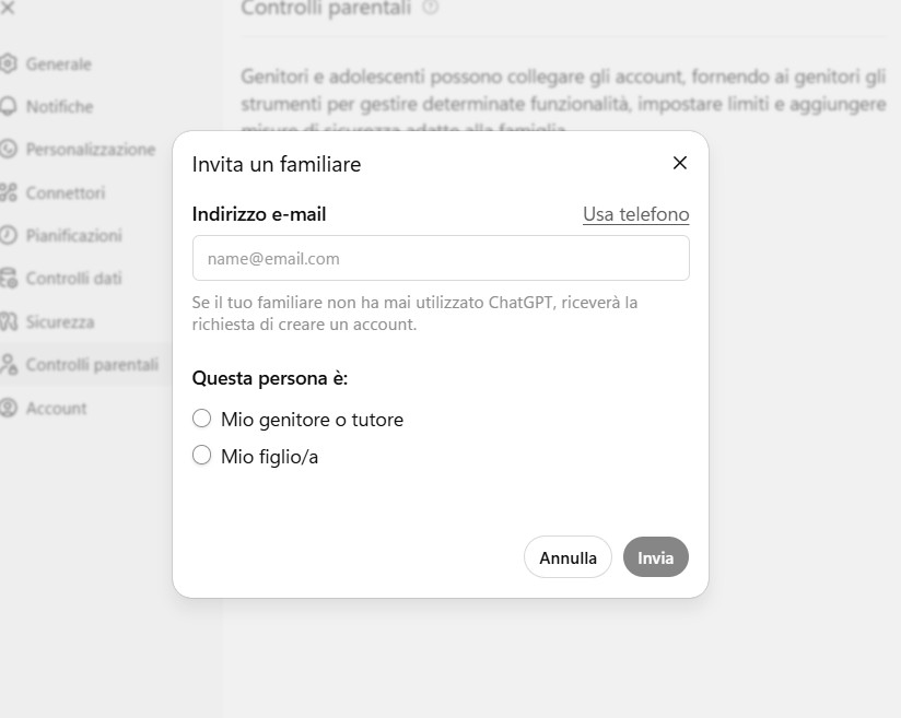 Parental control su chatgpt Parental control su chatgpt