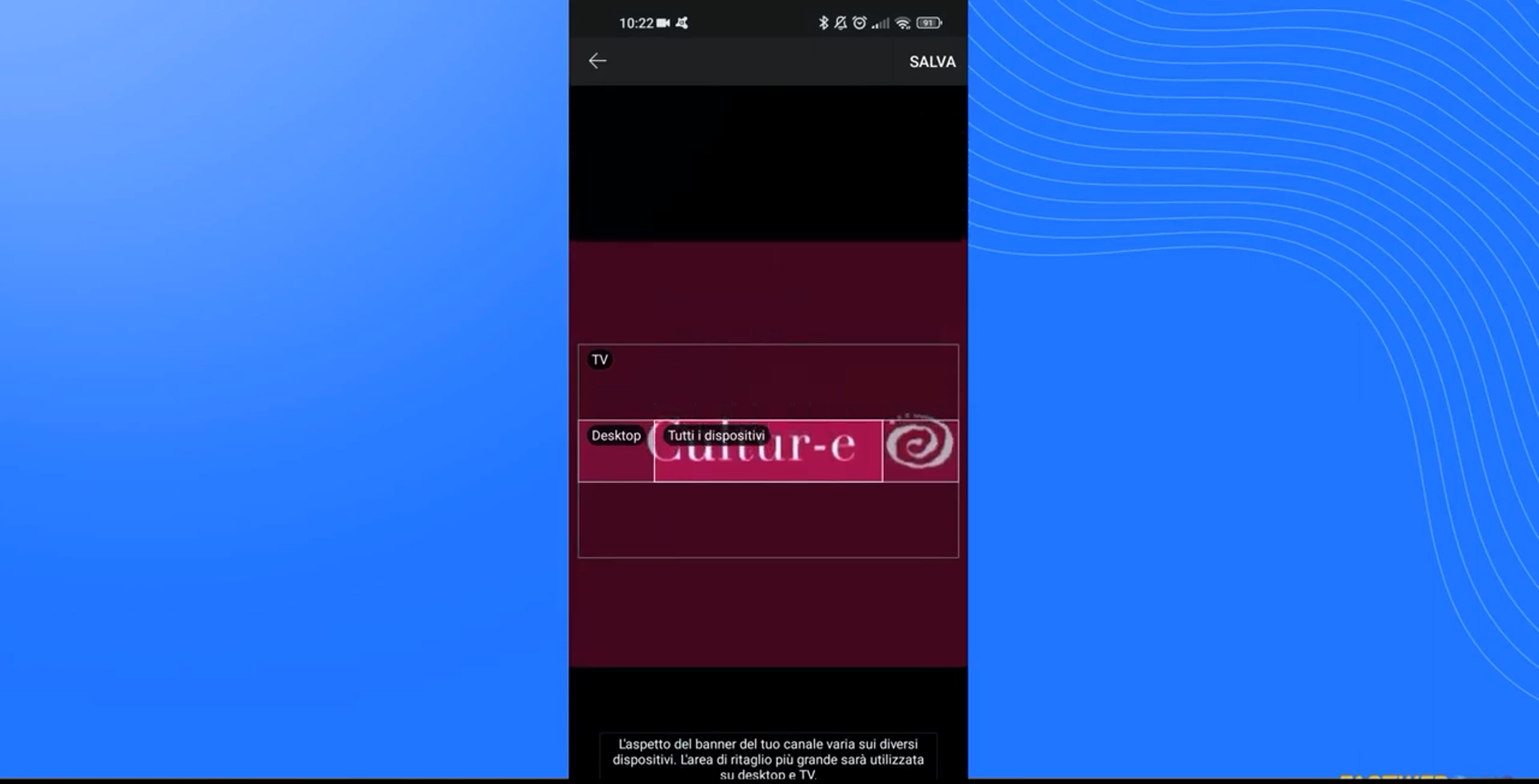 Sfondo YouTube, modifica da smartphone