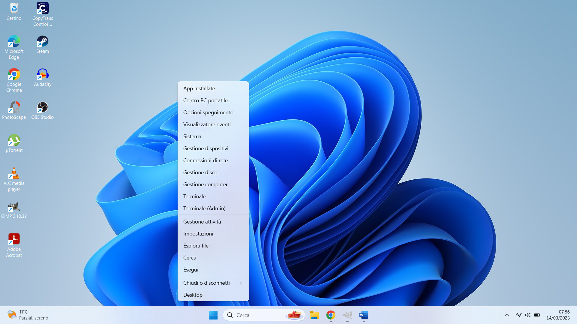 Scorciatoie del menu Start Scorciatoie del menu Start