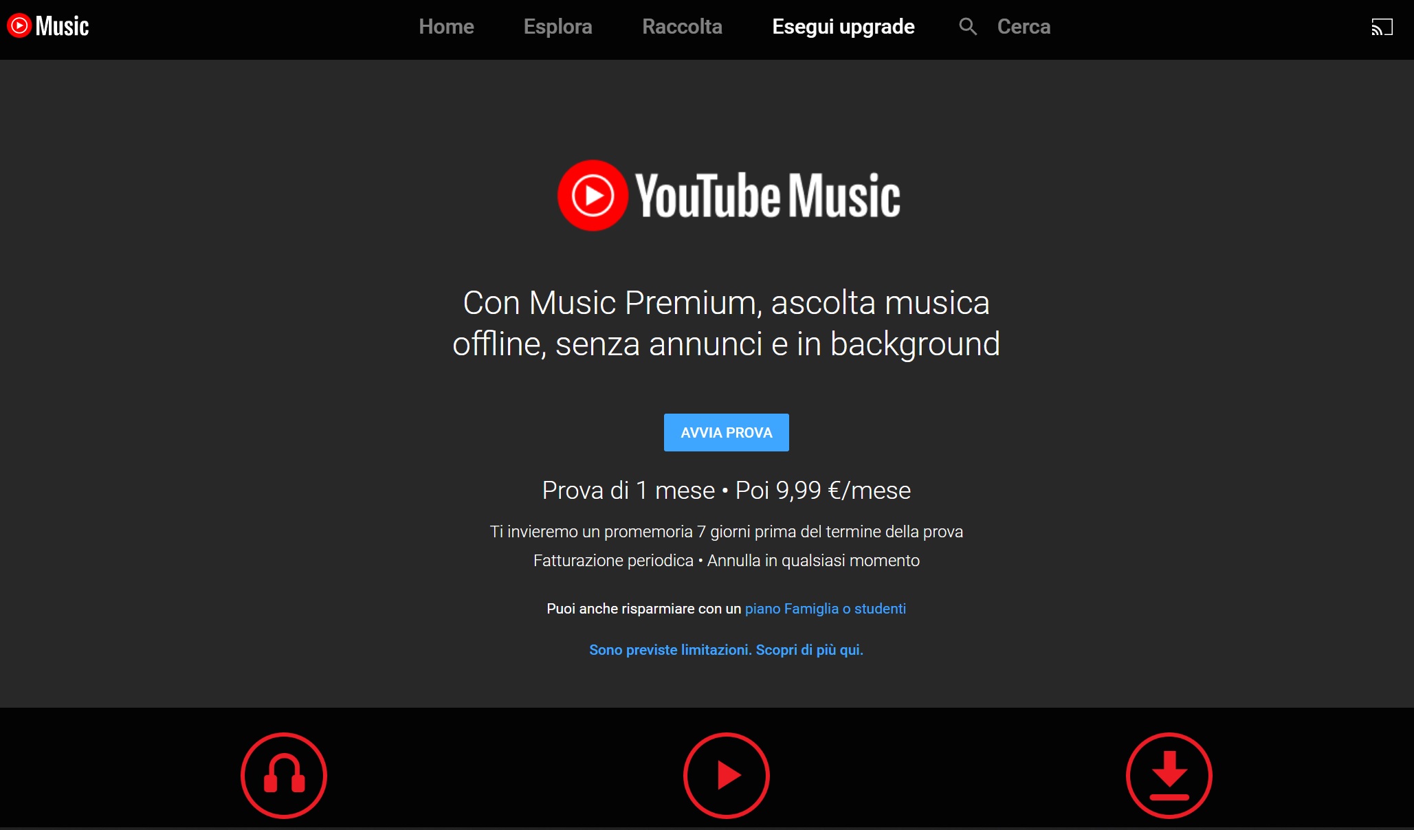 YouTube Music home page