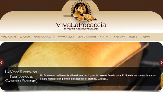 La homepage di vivalafocaccia.com