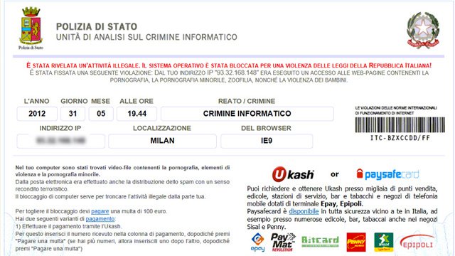 Una schermata di un utente italiano con computer bloccato