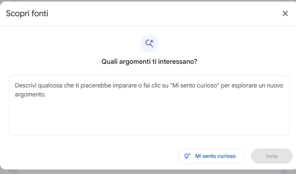 Ricerca fonti su NotebookLM Ricerca fonti su NotebookLM