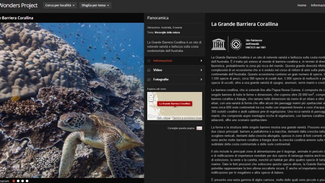 Il sito del World Wonders Project dedicato alla grande barriera corallina