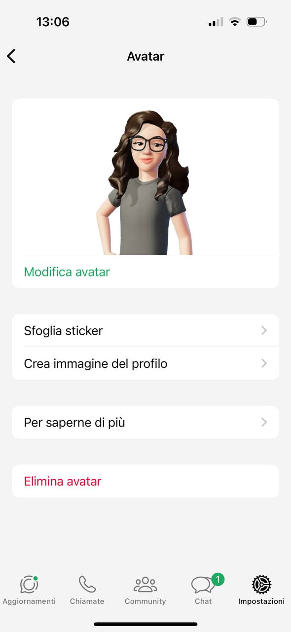 Eliminare avatar Eliminare avatar