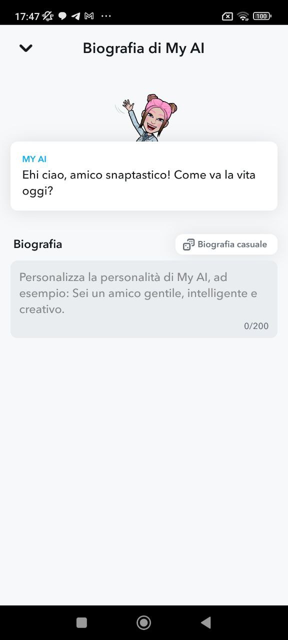 Biografia snapchat AI