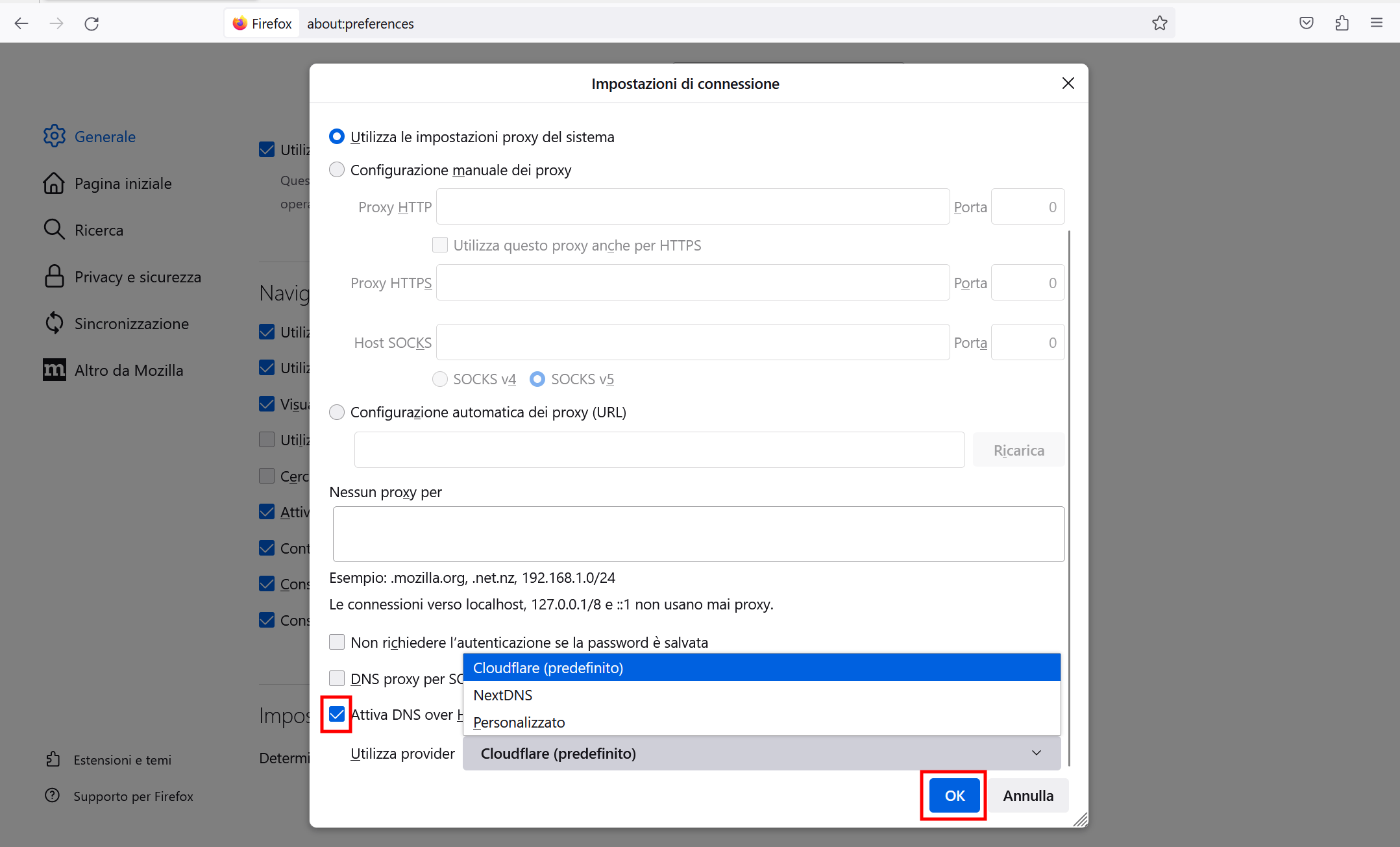 Abilitare il DoH su Firefox Abilitare il DoH su Firefox