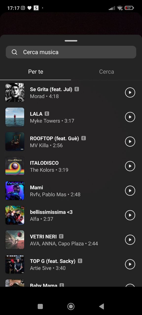 Instagram musica