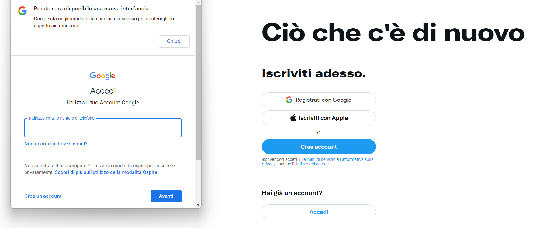 Accedere con Google a X Twitter