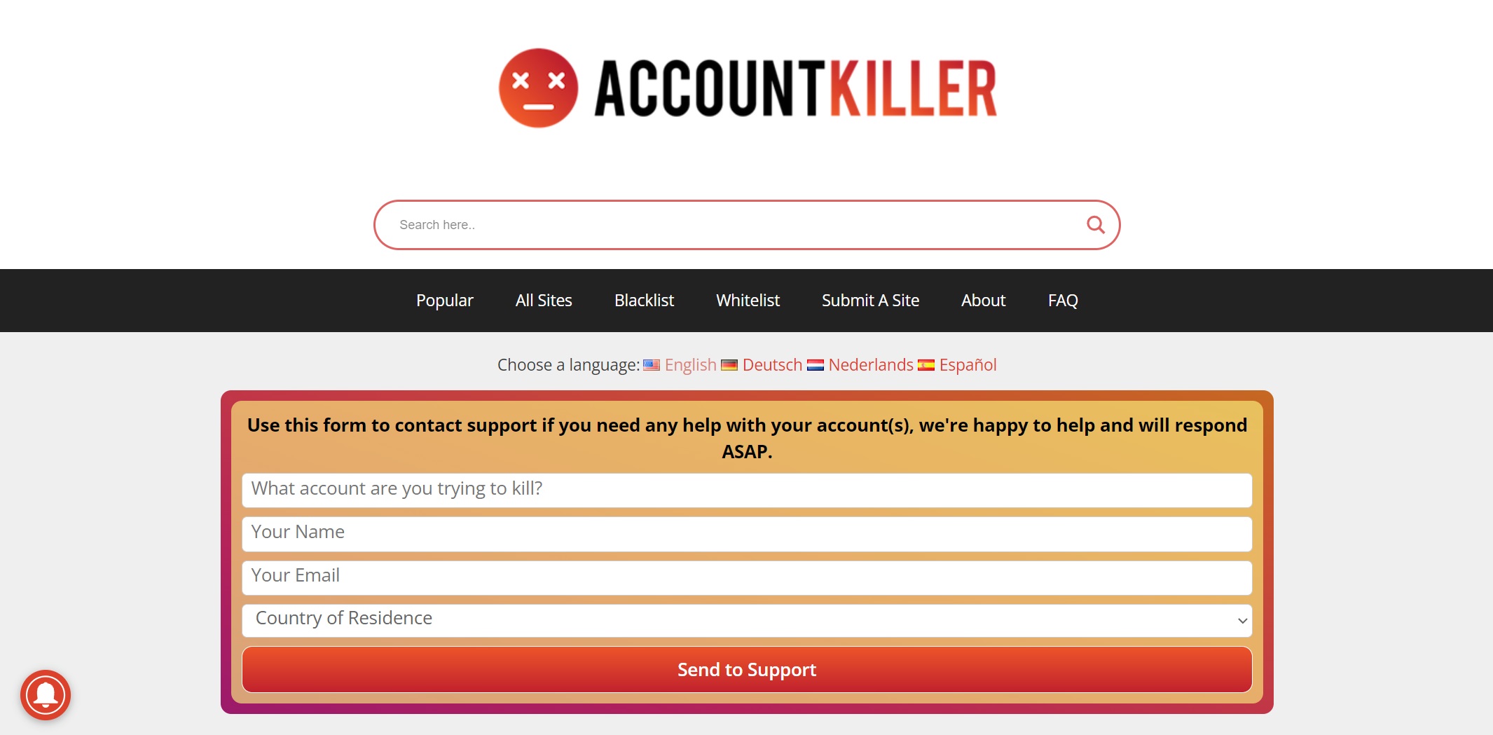 Accountkiller home page