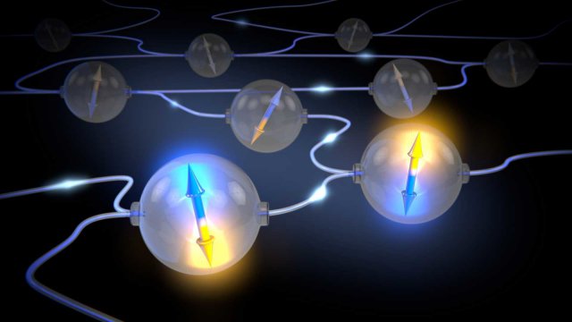 Rendering grafico del funzionamento dei nodi della rete quantistica