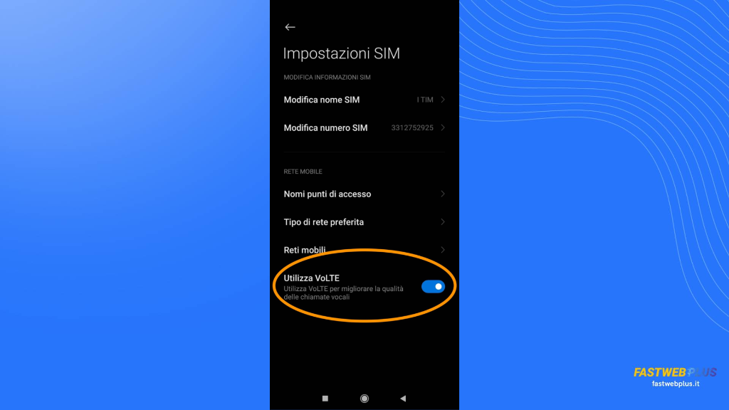 Configurazione VoLTE su Android