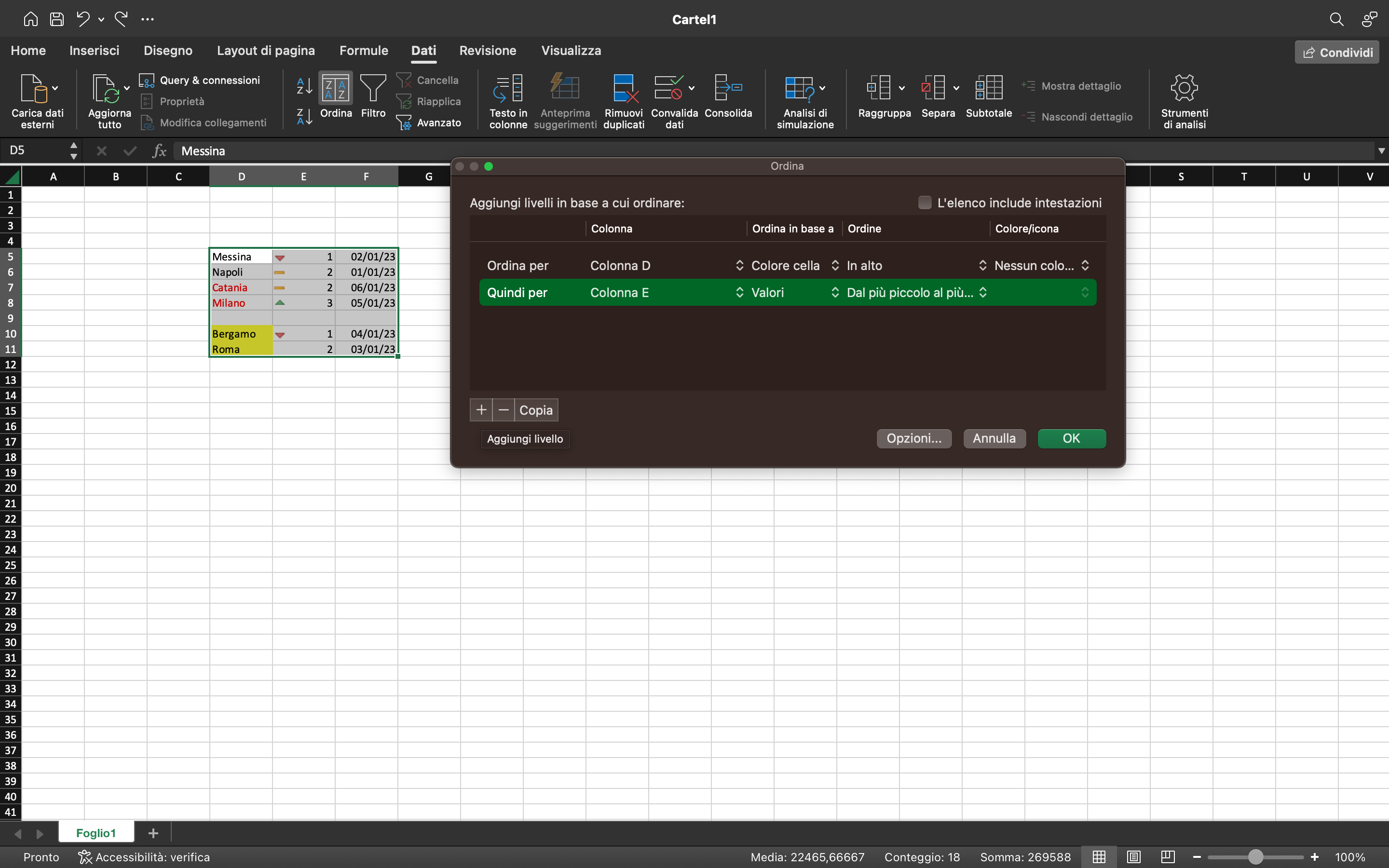 Excel ordinamento multilivello Excel ordinamento multilivello