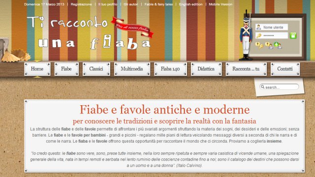 L'homepage di Ti racconto una fiaba