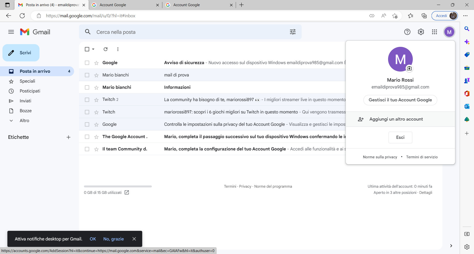 Account Gmail da computer Account Gmail da computer