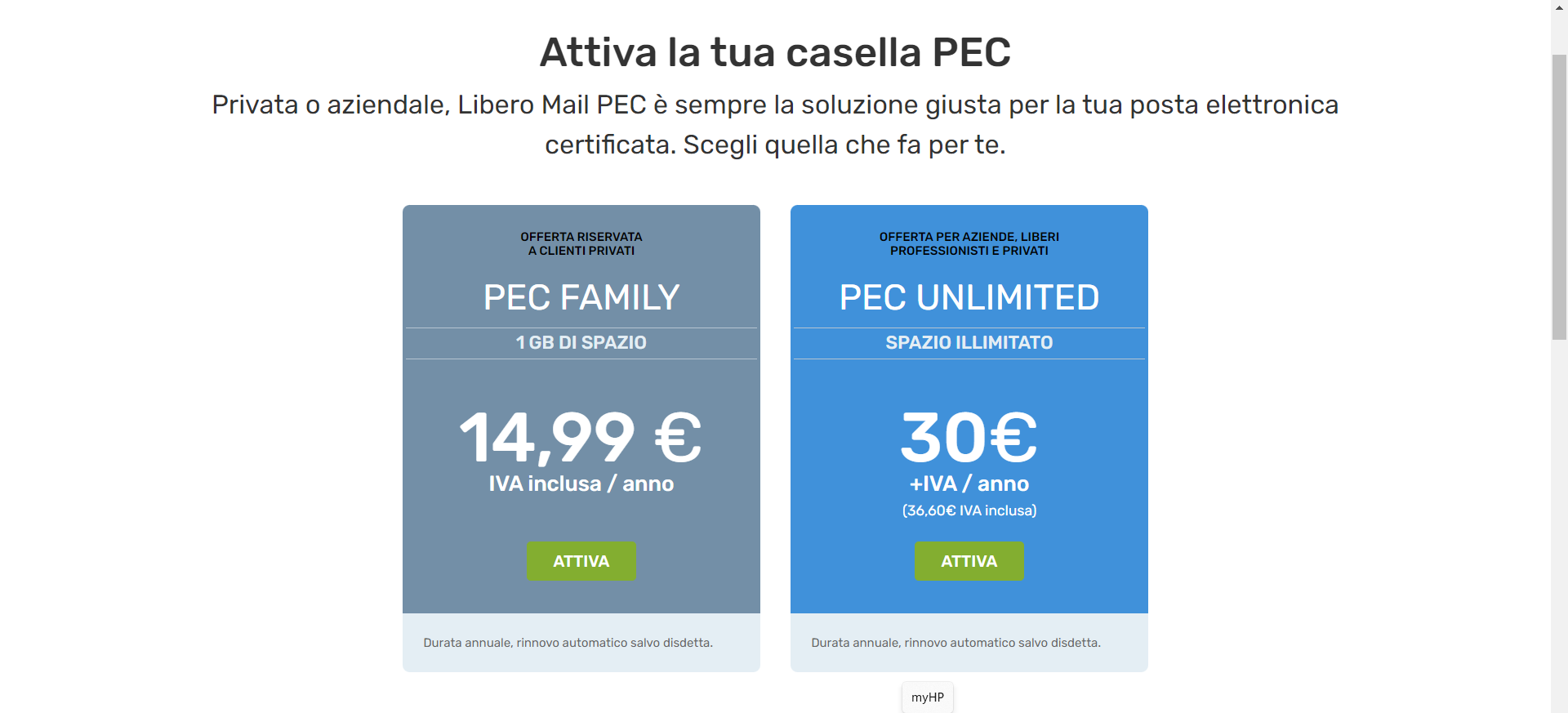 Offerte Libero Mail PEC