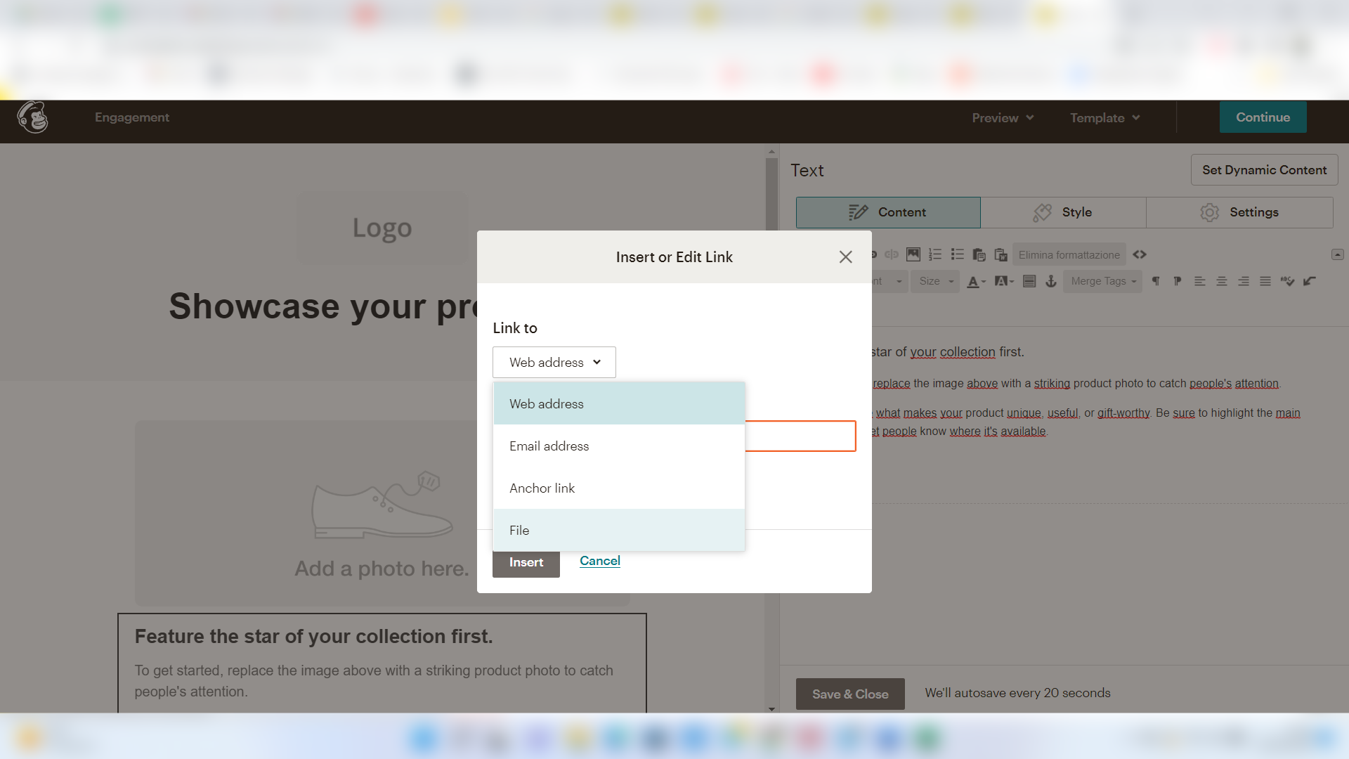 Allegare un file PDF nelle e-mail su Mailchimp: come fare