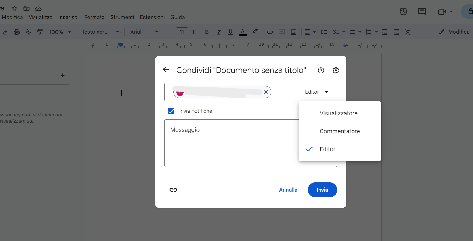 Google documenti, condivisione con gli utenti