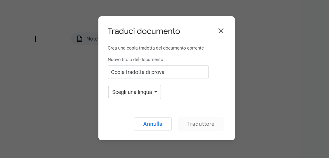Traduzione documenti da Google Documenti