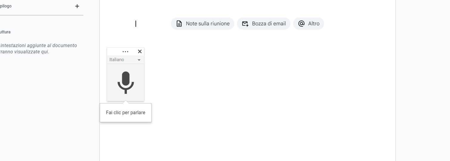 Digitazione vocale google documenti