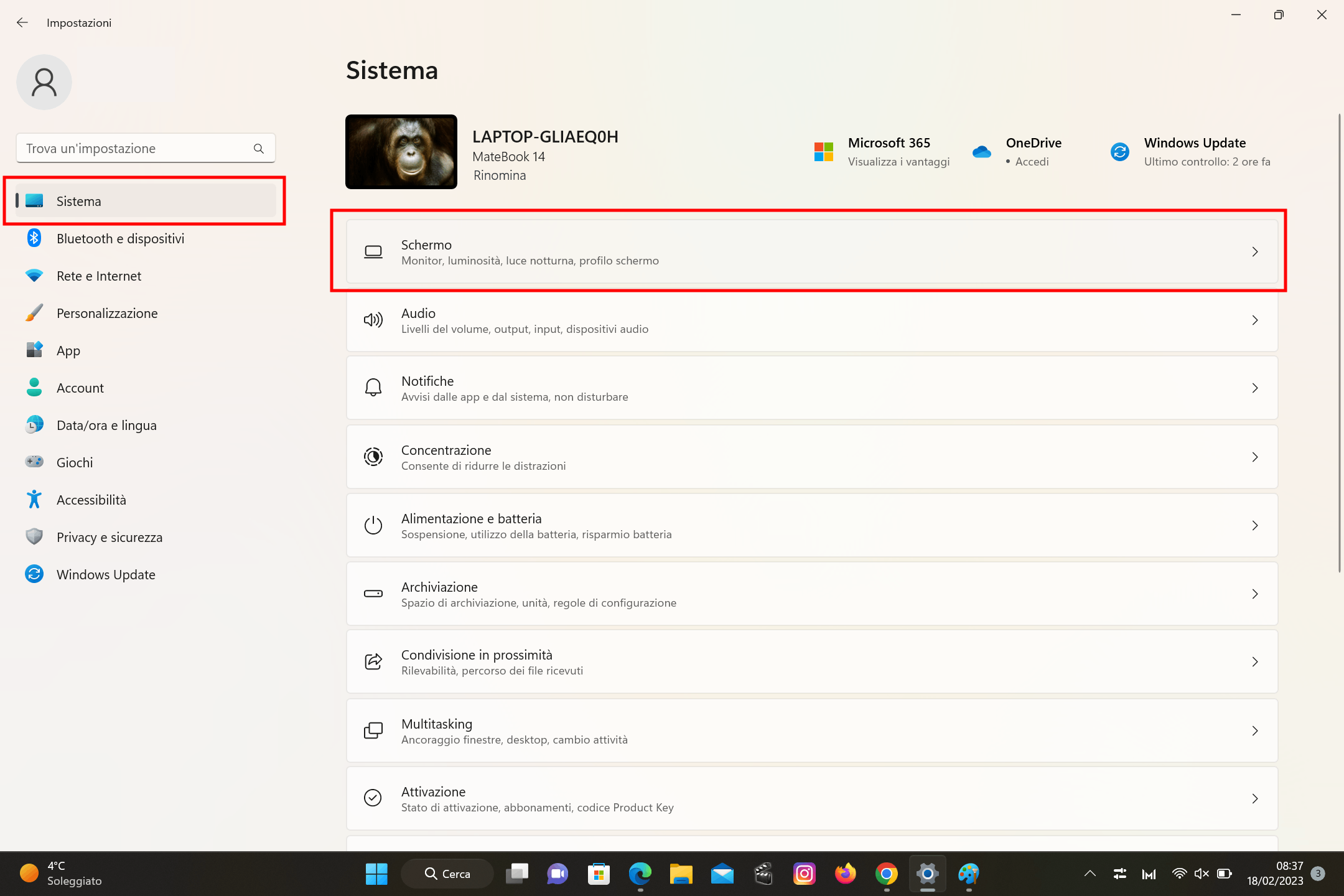Modificare la frequenza di aggiornamento dello schermo