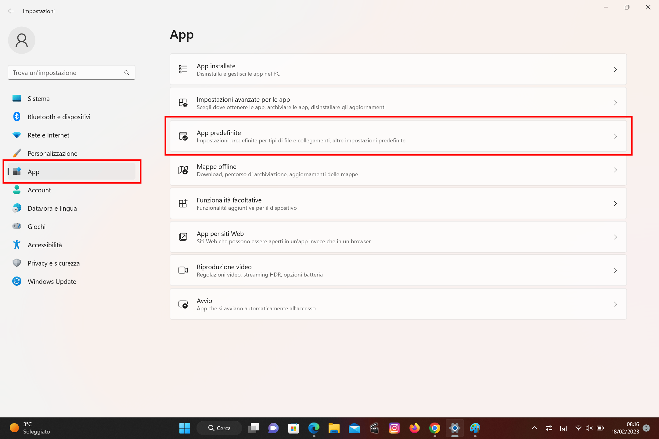 Impostare un browser predefinito diverso da Edge