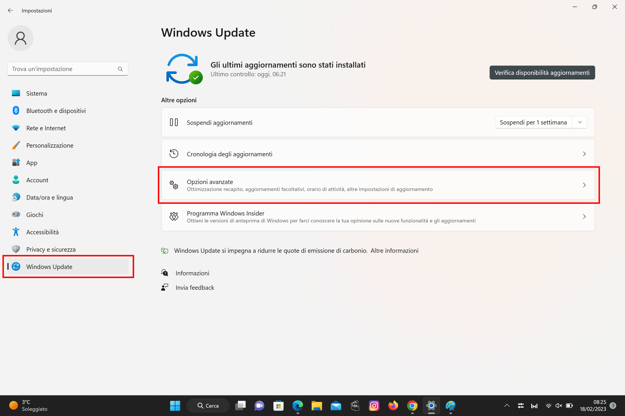Gestire gli aggiornamenti di Windows 11