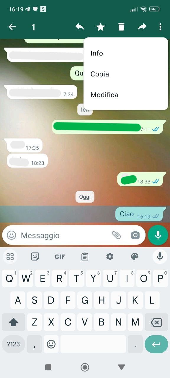 WhatsApp conversazione WhatsApp conversazione