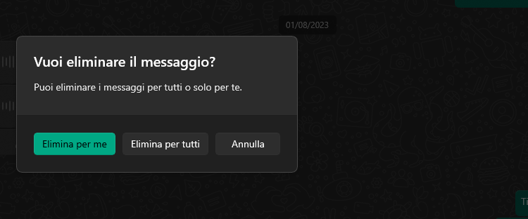 Eliminare messaggi whatsapp