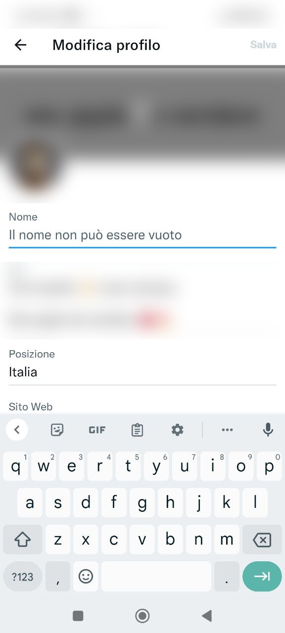 Cambiare nome su Twitter