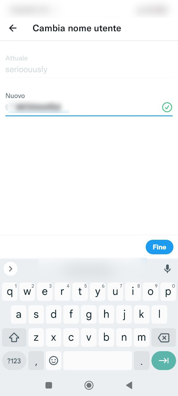 Nome utente, modifica da applicazione