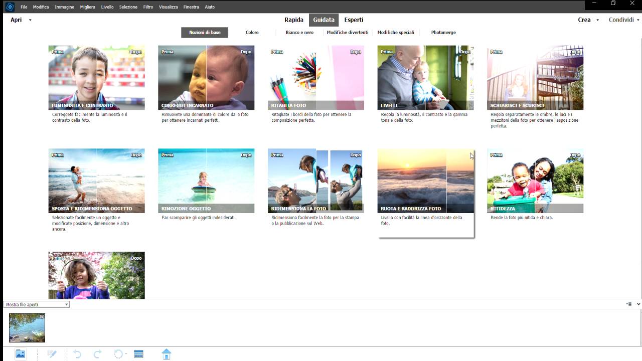 Le altre funzionalità di Photoshop Elements Le altre funzionalità di Photoshop Elements