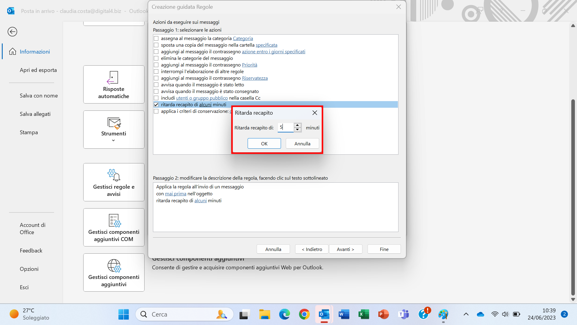 Imposta regole windows