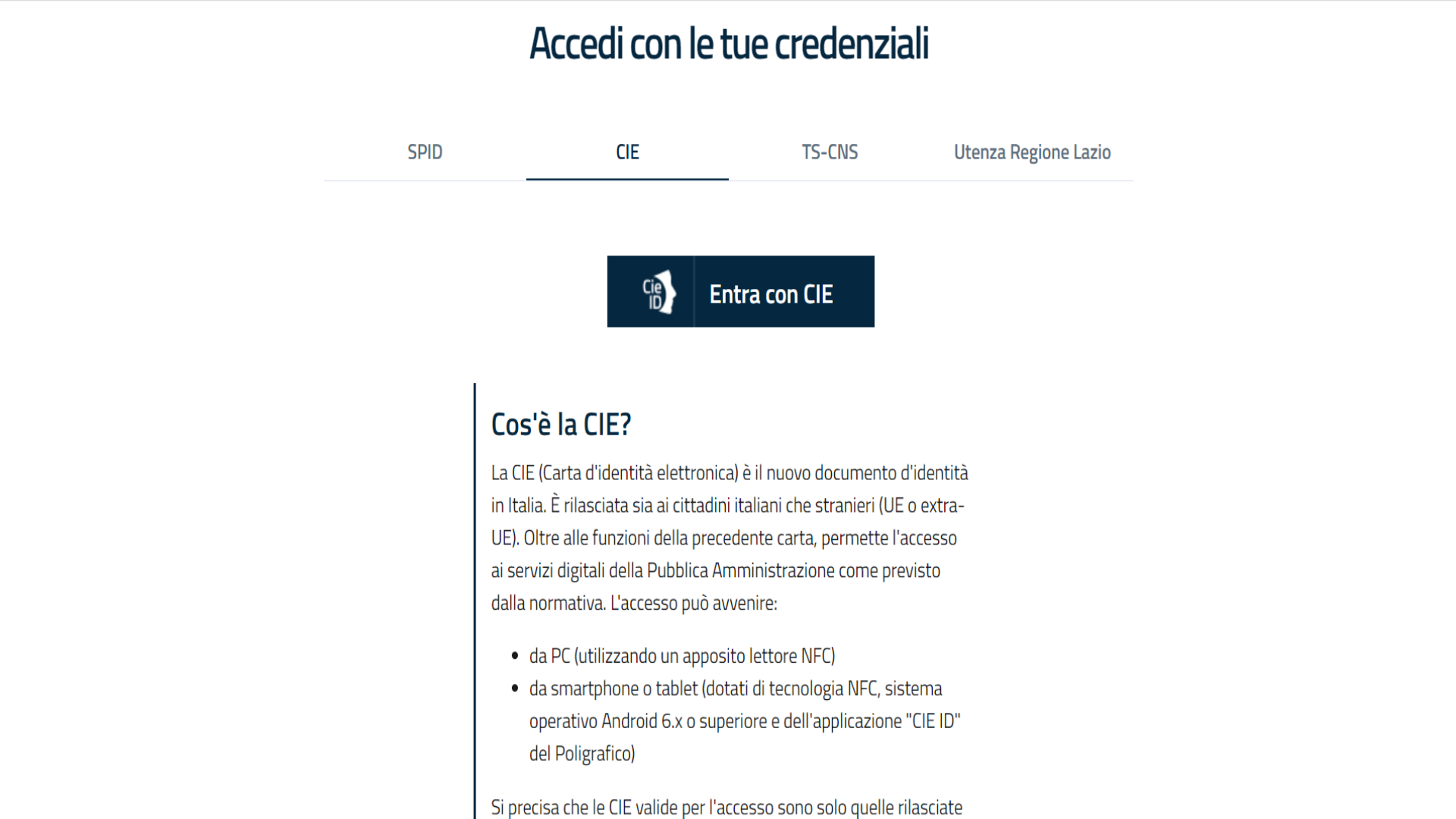 Come accedere con CIE al fascicolo sanitario Come accedere con CIE al fascicolo sanitario