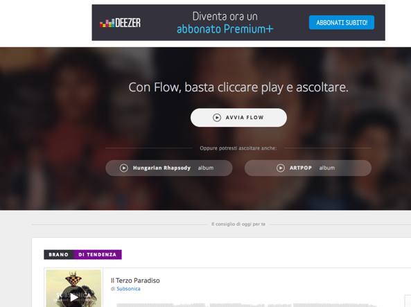 La nuova interfaccia di Deezer