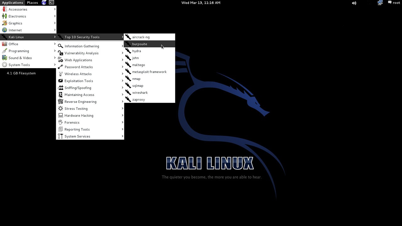 Schermata di Kali Linux
