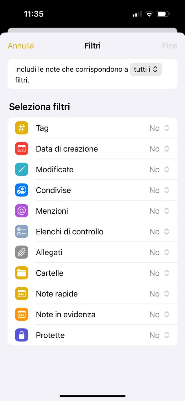 creare una cartella smart su note di iphone