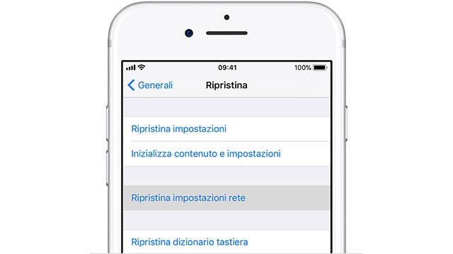 Ripristinare le impostazioni di rete