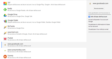 Revocare l'accesso con Google+