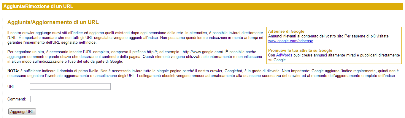 Aggiungi blog su Google