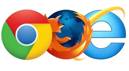 Da sinistra, i loghi di Chrome, Firefox e Internet Explorer