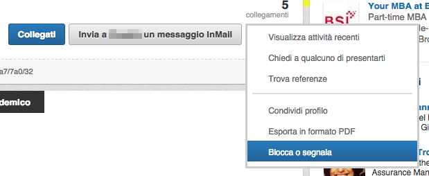 Bloccare su LinkedIn